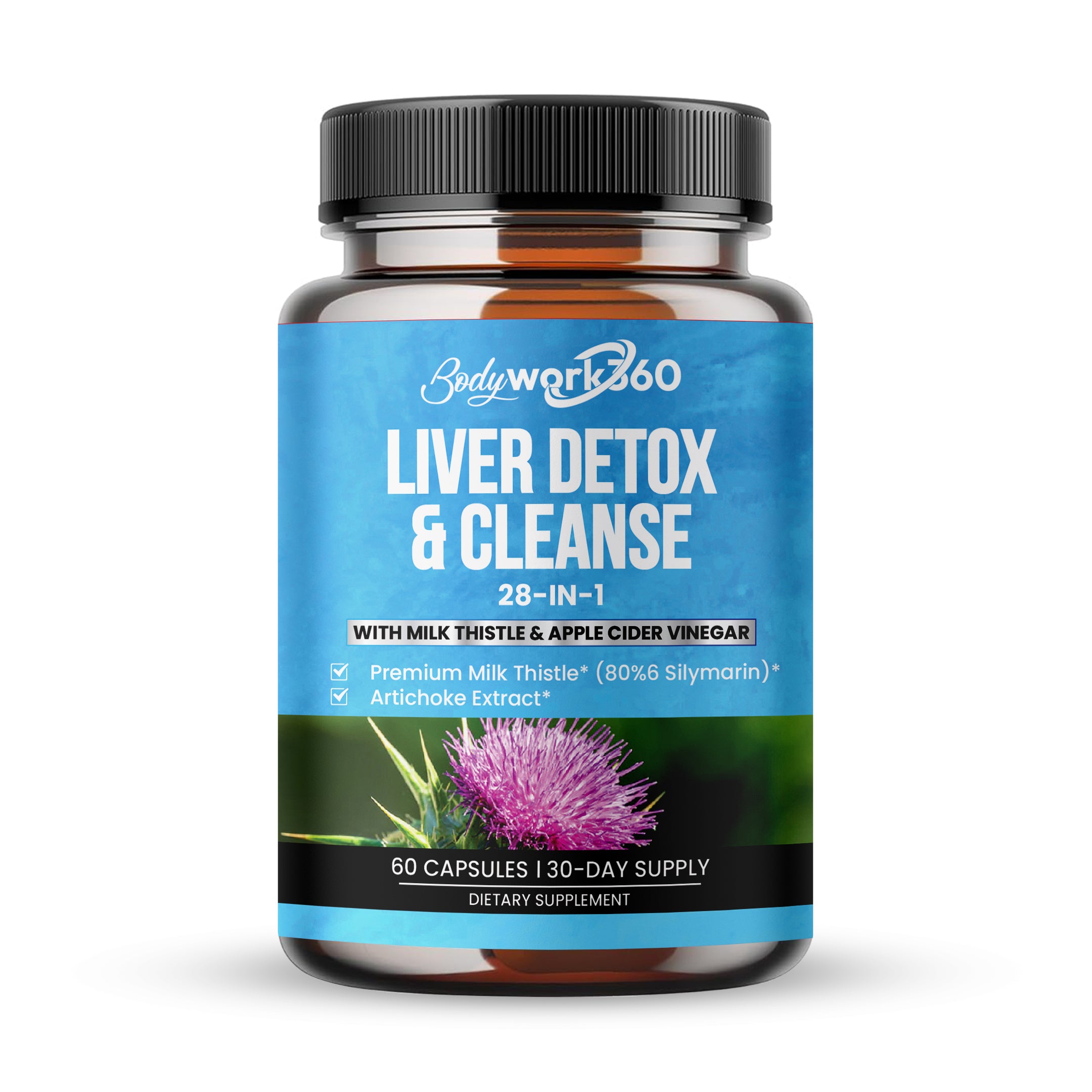 Liver Detox & Cleanse - 28-in-1 Liver Repair & Support Supplement for Men & Women with Milk Thistle, Apple Cider Vinegar, Dandelion Root Extract & Artichoke Extract - Non-GMO, 60 Capsules