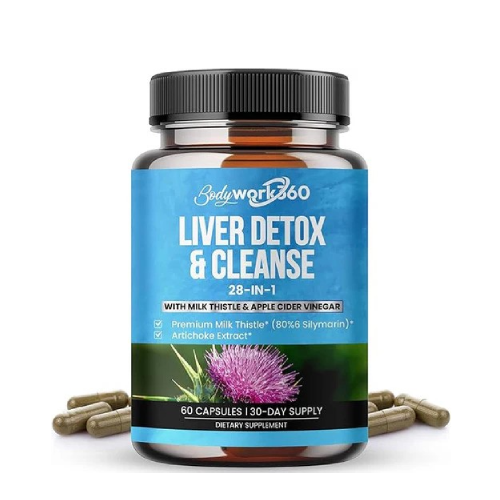 Liver Detox & Cleanse - 28-in-1 Liver Repair & Support Supplement for Men & Women with Milk Thistle, Apple Cider Vinegar, Dandelion Root Extract & Artichoke Extract - Non-GMO, 60 Capsules