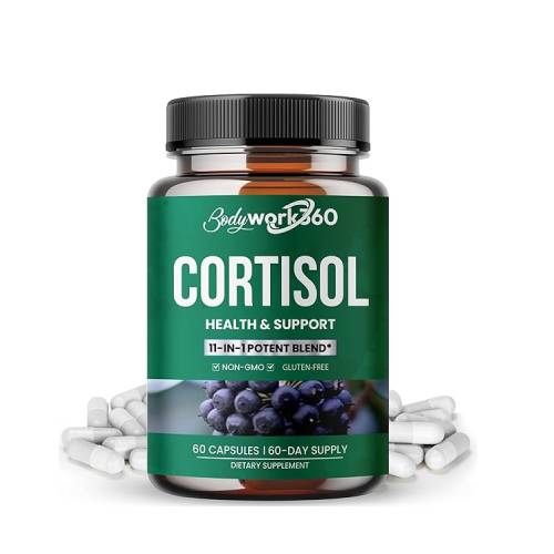 Cortisol Health & Support for Hormone Balance, Sound Sleep, Focus - Contains Ashwagandha, L-theanine, Rhodiola Rosea Root Extract - Gluten Free, Non-GMO - 60 Capsules